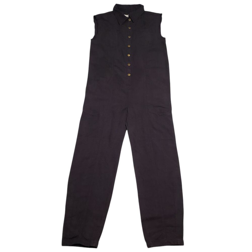 Anthropologie Pilcro Womens Jumpsuit Black Linen Size XS Boho Bohemian